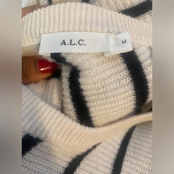 A.L.C Cashmere Stripped Black and Cream “Tula”Sweater Size M - Picture 4 of 6